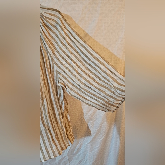 Cato Tan and Cream Striped Blouse - Picture 4 of 5